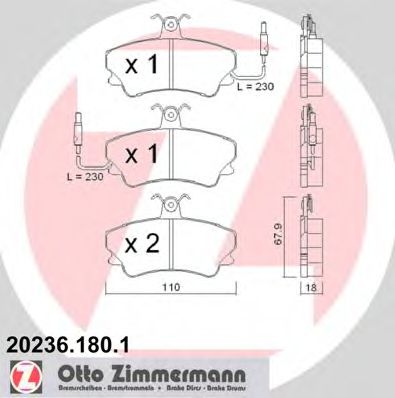 ZIMMERMANN 202361801 Тормозные колодки ZIMMERMANN для RENAULT ESPACE