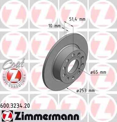 ZIMMERMANN 600323420 Тормозные диски ZIMMERMANN для VOLKSWAGEN