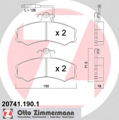 ZIMMERMANN 207411901 Тормозные колодки ZIMMERMANN для PEUGEOT