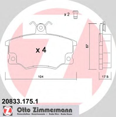ZIMMERMANN 208331751 Тормозные колодки ZIMMERMANN для ALFA ROMEO