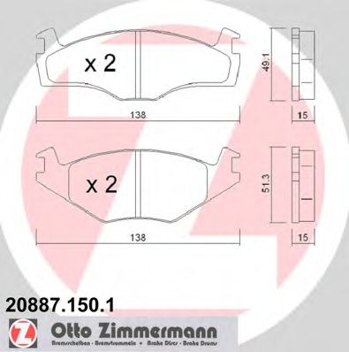 ZIMMERMANN 208871501 Тормозные колодки ZIMMERMANN для SEAT