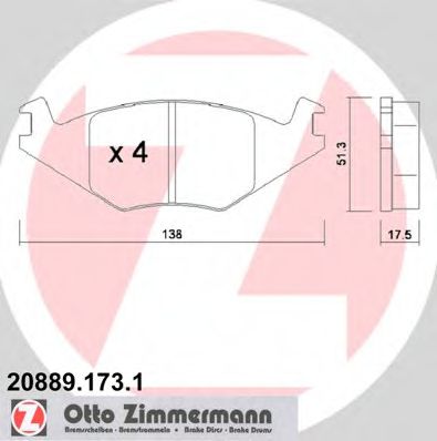 ZIMMERMANN 208891731 Тормозные колодки ZIMMERMANN для SEAT