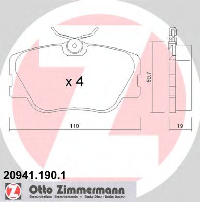ZIMMERMANN 209411901 Тормозные колодки ZIMMERMANN для MERCEDES-BENZ