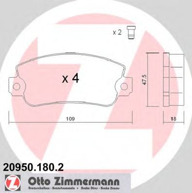 ZIMMERMANN 209501802 Тормозные колодки ZIMMERMANN для SEAT