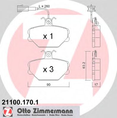 ZIMMERMANN 211001701 Тормозные колодки ZIMMERMANN 