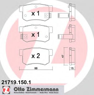 ZIMMERMANN 217191501 Тормозные колодки для SUZUKI