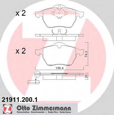 ZIMMERMANN 219112001 Тормозные колодки ZIMMERMANN для SEAT