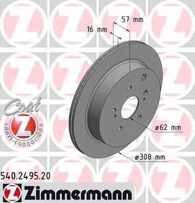 ZIMMERMANN 540249520 Тормозные диски ZIMMERMANN для SUZUKI
