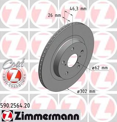 ZIMMERMANN 590256420 Тормозные диски ZIMMERMANN для TOYOTA