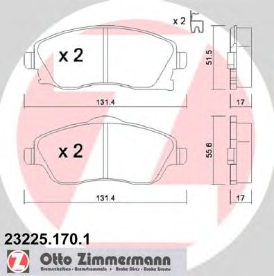 ZIMMERMANN 232251701 Тормозные колодки ZIMMERMANN для OPEL