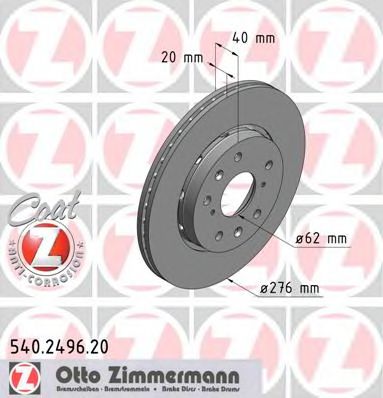 ZIMMERMANN 540249620 Тормозные диски ZIMMERMANN для SUZUKI
