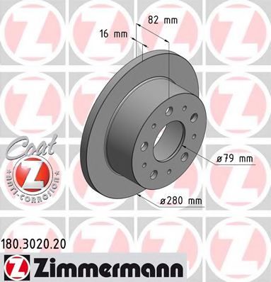ZIMMERMANN 180302020 Тормозные диски ZIMMERMANN для PEUGEOT