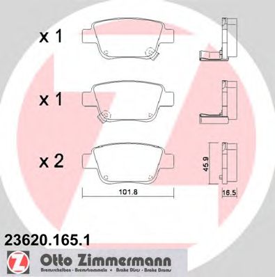 ZIMMERMANN 236201651 Тормозные колодки ZIMMERMANN для TOYOTA