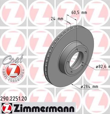 ZIMMERMANN 290225120 Тормозные диски для JAGUAR XJSC