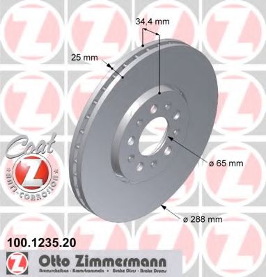 ZIMMERMANN 100123520 Тормозные диски ZIMMERMANN для VOLKSWAGEN