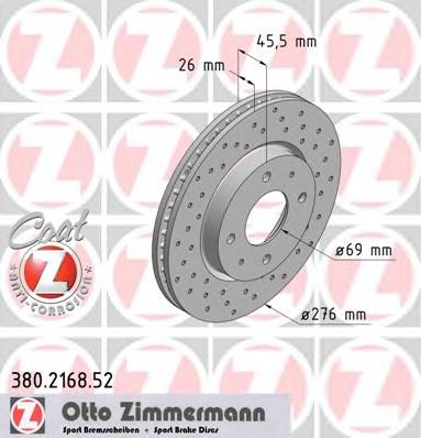 ZIMMERMANN 380216852 Тормозные диски ZIMMERMANN для MITSUBISHI