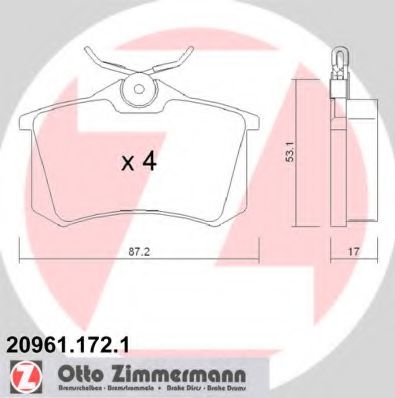 ZIMMERMANN 209611721 Тормозные колодки ZIMMERMANN для CITROEN