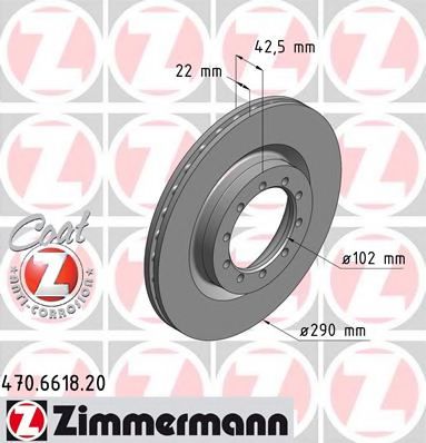 ZIMMERMANN 470661820 Тормозные диски ZIMMERMANN для RENAULT TRUCKS