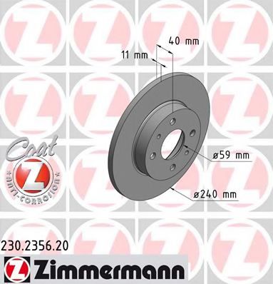 ZIMMERMANN 230235620 Тормозные диски ZIMMERMANN для FIAT
