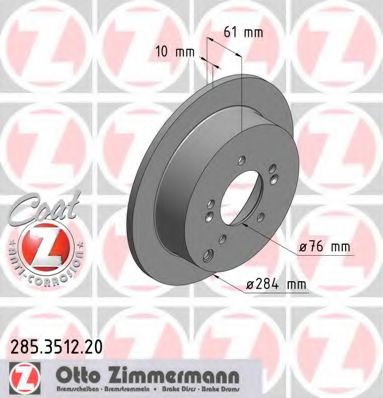 ZIMMERMANN 285351220 Тормозные диски ZIMMERMANN для KIA