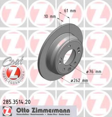 ZIMMERMANN 285351420 Тормозные диски ZIMMERMANN для KIA