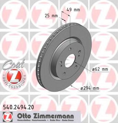 ZIMMERMANN 540249420 Тормозные диски ZIMMERMANN для SUZUKI