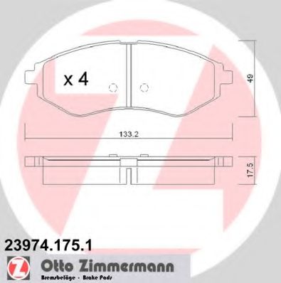 ZIMMERMANN 239741751 Тормозные колодки ZIMMERMANN для CHEVROLET