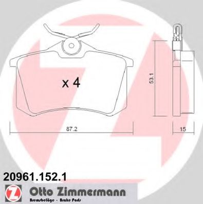 ZIMMERMANN 209611521 Тормозные колодки ZIMMERMANN для RENAULT MODUS