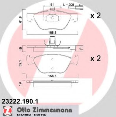 ZIMMERMANN 232221901 Тормозные колодки для ALFA ROMEO 166