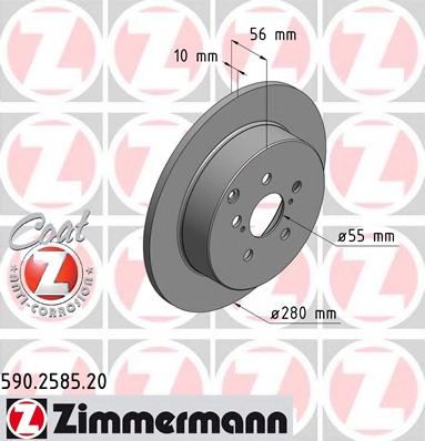 ZIMMERMANN 590258520 Тормозные диски ZIMMERMANN для TOYOTA