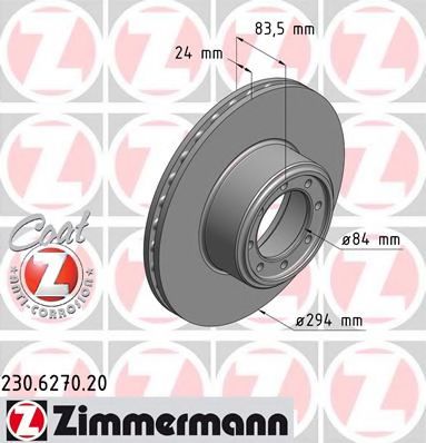 ZIMMERMANN 230627020 Тормозные диски ZIMMERMANN для IVECO