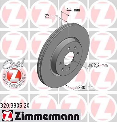 ZIMMERMANN 320380520 Тормозные диски ZIMMERMANN для KIA