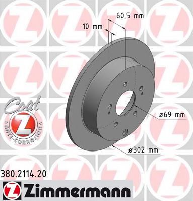 ZIMMERMANN 380211420 Тормозные диски ZIMMERMANN для MITSUBISHI