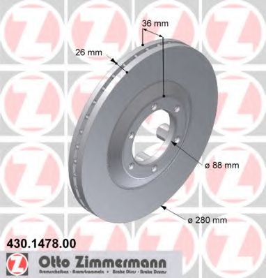 ZIMMERMANN 430147800 Тормозные диски ZIMMERMANN для ISUZU