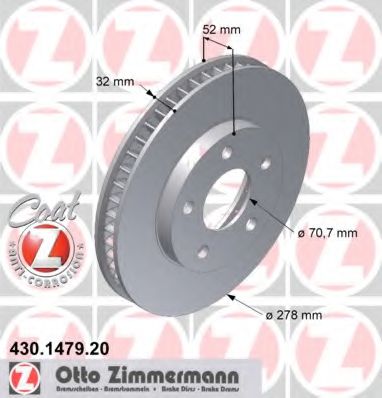 ZIMMERMANN 430147920 Тормозные диски ZIMMERMANN для PONTIAC