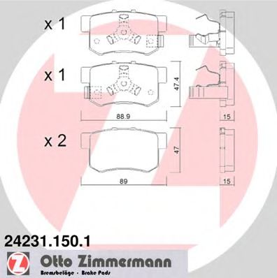 ZIMMERMANN 242311501 Тормозные колодки ZIMMERMANN для HONDA CR-V