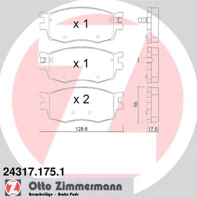 ZIMMERMANN 243171751 Тормозные колодки ZIMMERMANN для KIA