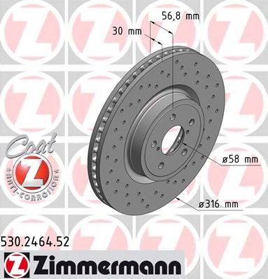 ZIMMERMANN 530246452 Тормозные диски ZIMMERMANN для SUBARU FORESTER