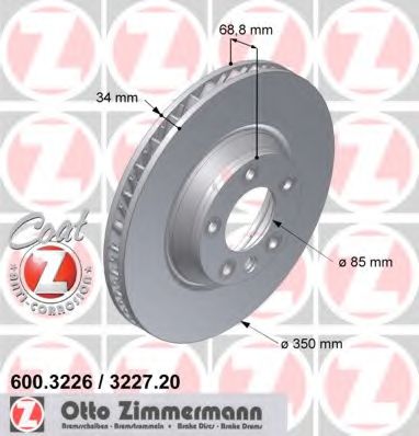 ZIMMERMANN 600322620 Тормозные диски ZIMMERMANN для AUDI