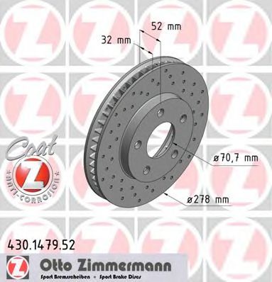 ZIMMERMANN 430147952 Тормозные диски ZIMMERMANN для PONTIAC