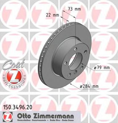 ZIMMERMANN 150349620 Тормозные диски для BMW 2