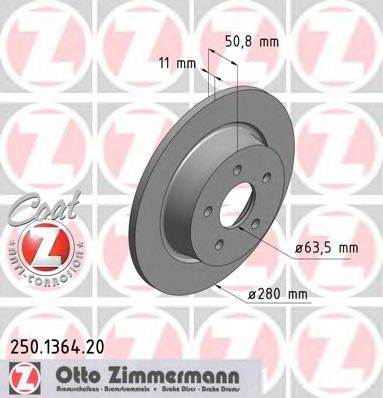 ZIMMERMANN 250136420 Тормозные диски ZIMMERMANN для FORD