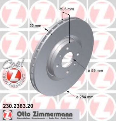 ZIMMERMANN 230236320 Тормозные диски ZIMMERMANN для ALFA ROMEO