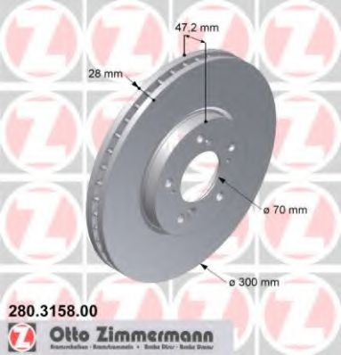 ZIMMERMANN 280315800 Тормозные диски ZIMMERMANN для HONDA