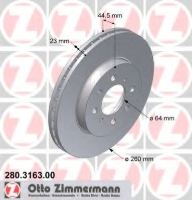 ZIMMERMANN 280316300 Тормозные диски ZIMMERMANN для HONDA
