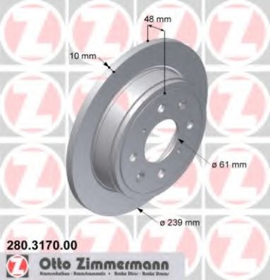 ZIMMERMANN 280317000 Тормозные диски ZIMMERMANN для HONDA