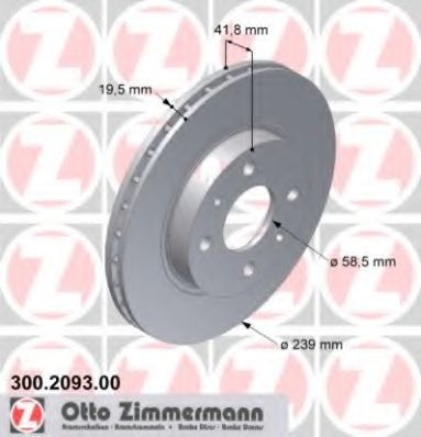 ZIMMERMANN 300209300 Тормозные диски ZIMMERMANN для LADA