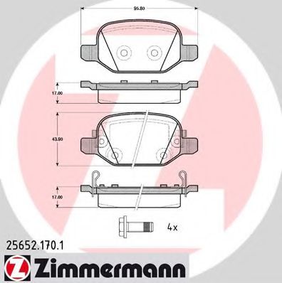 ZIMMERMANN 256521701 Тормозные колодки для FIAT 500
