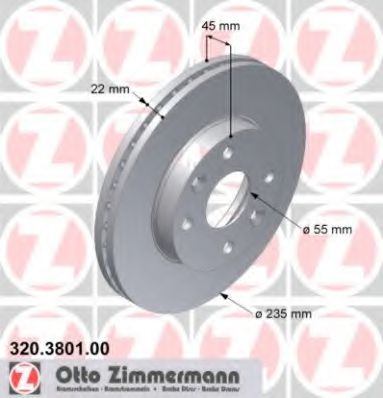 ZIMMERMANN 320380100 Тормозные диски ZIMMERMANN для KIA