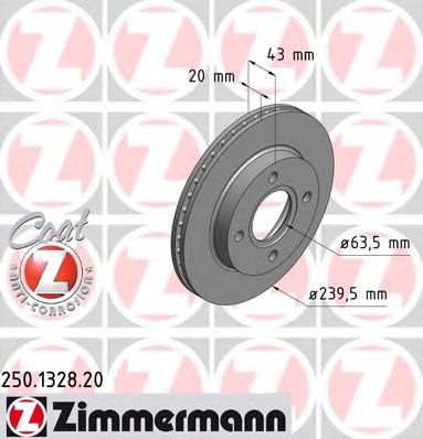 ZIMMERMANN 250132820 Тормозные диски ZIMMERMANN для FORD